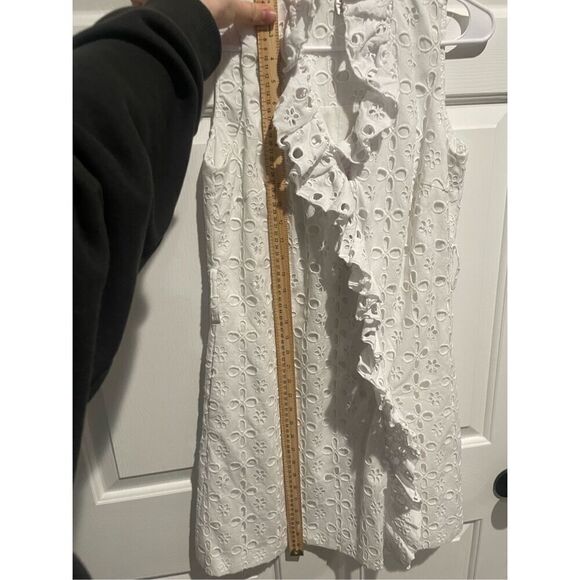 Milly White Floral Eyelet Ruffled Wrap Summer Dress Size 6 - Picture 4 of 8